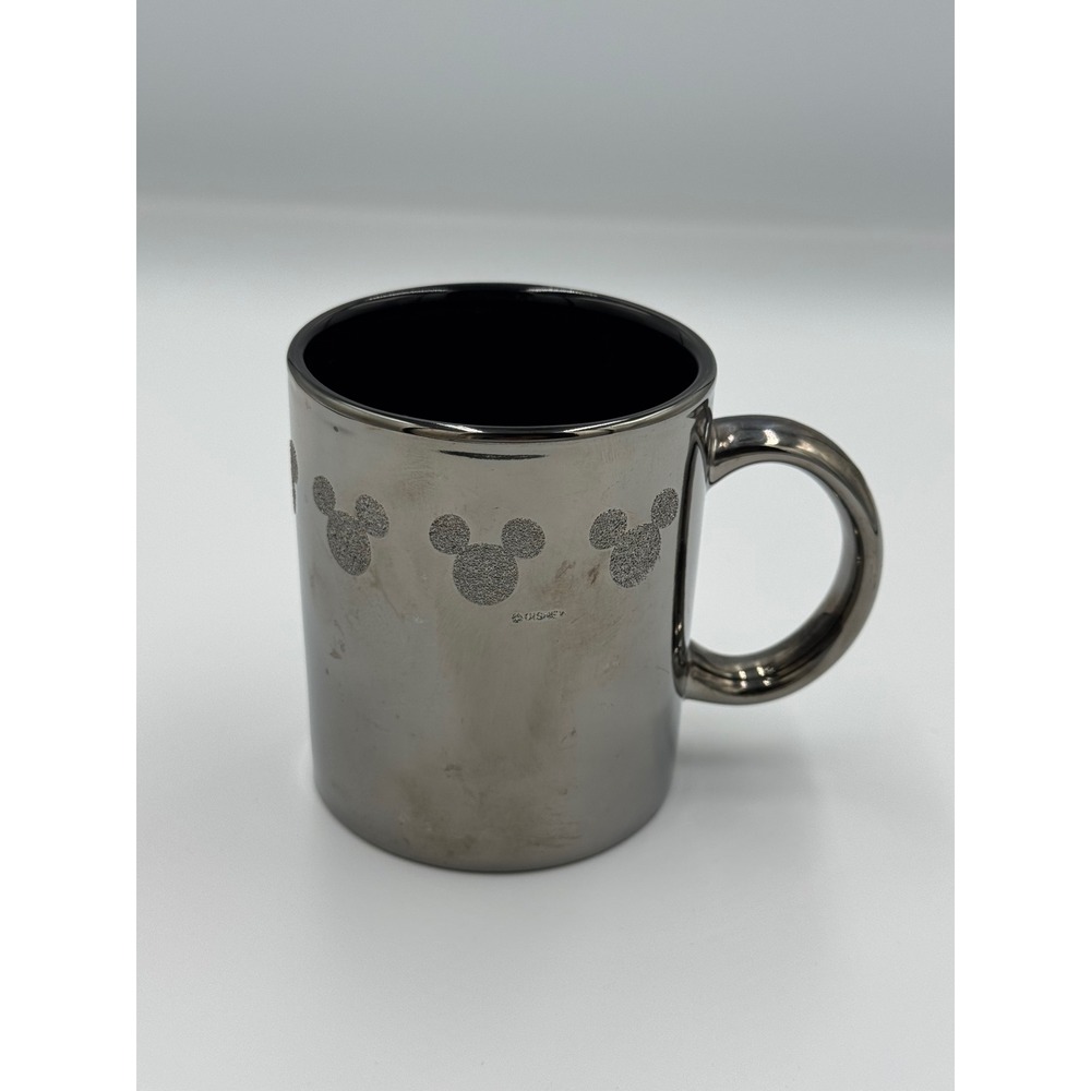 Disney‎ Mickey Mouse Gunmetal Metallic Coffee Mug Glitter Silhouettes Black 3